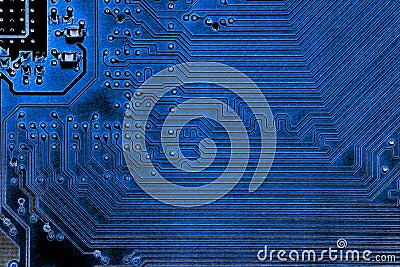 Abstract close up of Electronic Circuits in Technology on Mainboard computer background Stock Photo