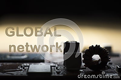 Abstract,close up of Mainboard Electronic computer background. logic board,cpu motherboard,Main board,system board,mobo Stock Photo
