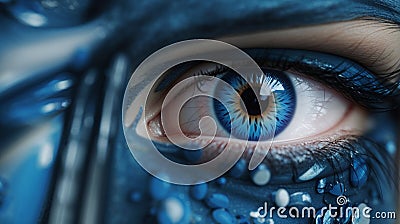Abstract close up shot of a womans blue eye Stock Photo
