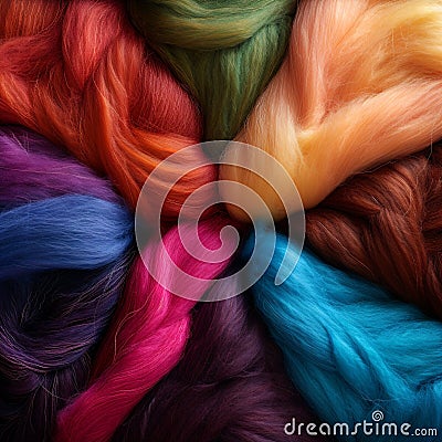 Abstract Close-Up Views of Vibrant Wool Textures Stock Photo