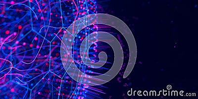 Abstract closeup macro of quantum computing qubit spherical cell. Subatomic patterns of cyber AI intelligence Stock Photo