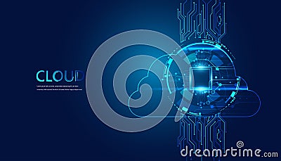 Abstract, Cloud and Binary Concepts Digital Storage on the internet advanced security on a beautiful background Vector Illustration
