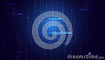 Abstract, Cloud and Binary Concepts Digital Storage on the internet advanced security on a beautiful background Vector Illustration