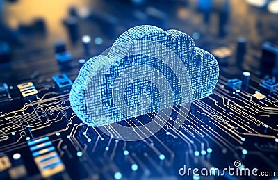 Abstract cloud computing technology offers secure encrypted storage, personal data protection, and verified encryption Stock Photo