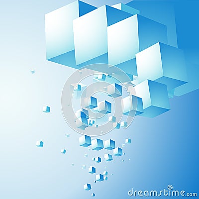 Abstract cloud of cubes Cartoon Illustration