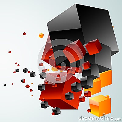 Abstract cloud of cubes Cartoon Illustration