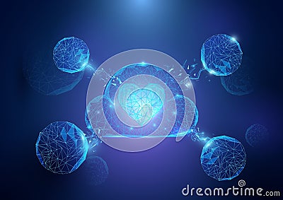 Abstract cloud and heart form of a starry sky technology Vector Illustration