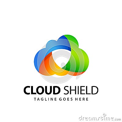 Abstract Cloud Shield Logo Design Vector Illustration Template Vector Vector Illustration