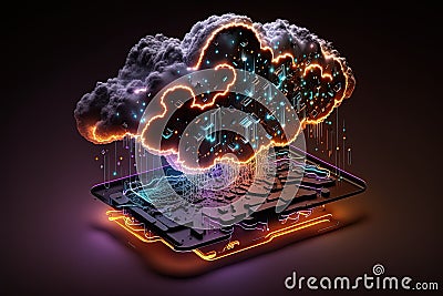 Abstract cloud storage computing, advanced artificial intelligence technology. Generative Ai Stock Photo