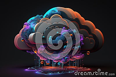 Abstract cloud storage computing, advanced artificial intelligence technology. Generative Ai Stock Photo