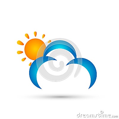 Abstract cloud sun logo concept symbol icon design vector on white background Cartoon Illustration