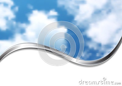Abstract cloudscape design with silver wave. Gradient mesh Stock Photo