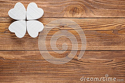 Abstract clover on wood background. Stock Photo