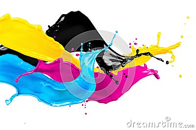 Abstract CMYK color splashes Stock Photo