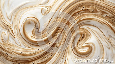 Abstract coffee swirls blending with cream creating a mesmerizing, artistic pattern. Perfect for backgrounds, textures, and Stock Photo