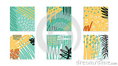 Abstract collage artboards set. Vector background. Vector Illustration