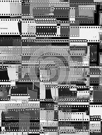 Abstract collage of celluloid film strips Stock Photo