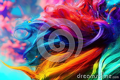 Abstract coloful underwater background, multicolored and wavy pattern ink splash in water Cartoon Illustration