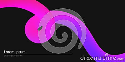 Abstract Color Background with Dynamic Gradient Line. Vector 3D Curve Ribbons in black background. Wavy colorful Graphic Vector Illustration