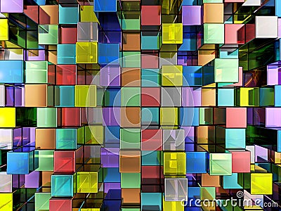 Abstract color cubes background Cartoon Illustration