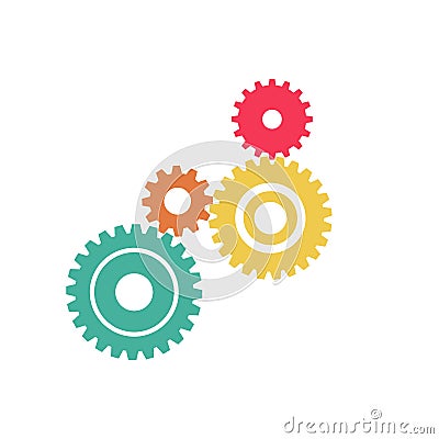 Abstract Color gear beautiful,four pieces gears set icon on background.Vector illustration Vector Illustration