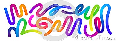 Abstract Color Gradient Shapes Set. Vector Graphic with Wavy Lines in Rainbow Colors. Colorful Fluid Wave Pattern. Squiggly Design Vector Illustration