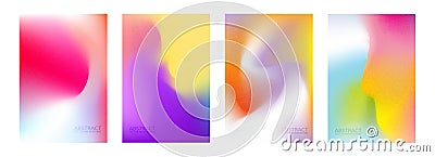 Abstract color noise gradient vector background. Gradation poster with bright grainy texture. Soft holographic pattern Vector Illustration