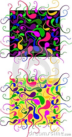 Abstract color pattern with tadpole elements Vector Illustration