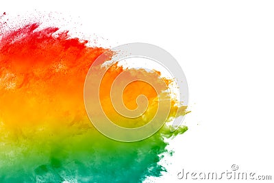 Freeze motion of color powder splash. Stock Photo