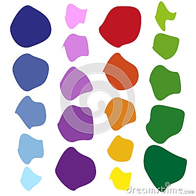 Abstract color shapes. Multicolored vector set. Irregular geometric design. Modern graphic elements. Vector Illustration