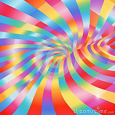 Abstract color transparency pattern twisted gingham checkerboard, sun rays and waves background. Colorful vector sunburst with Stock Photo