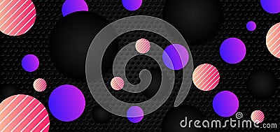 Abstract color vibrant circles on metal background Vector Illustration