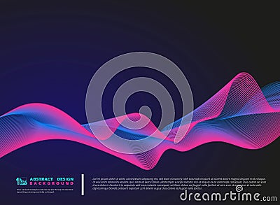 Abstract color wavy line on dark blue background. illustration vector eps10 Vector Illustration