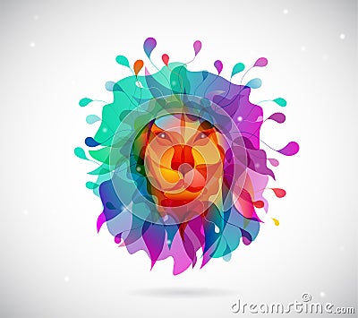 Abstract colored background with shapes reminding lions head Vector Illustration