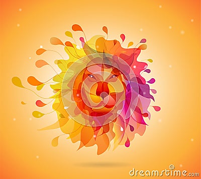 Abstract colored background with shapes reminding lions head Vector Illustration