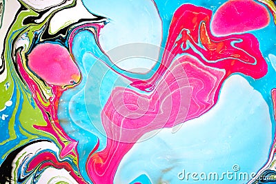 Abstract colored background. Stains of paint on the water. Ebru art, marbled paper. Stock Photo