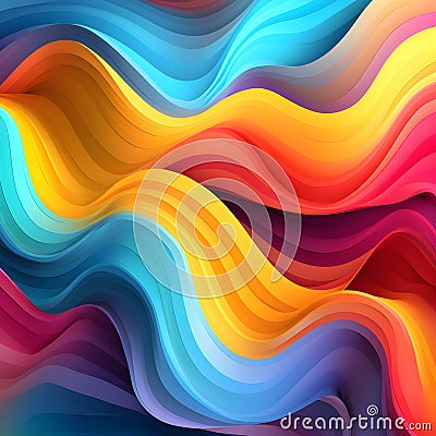 Abstract colored bright background. Multicolored waves. AI generated Stock Photo