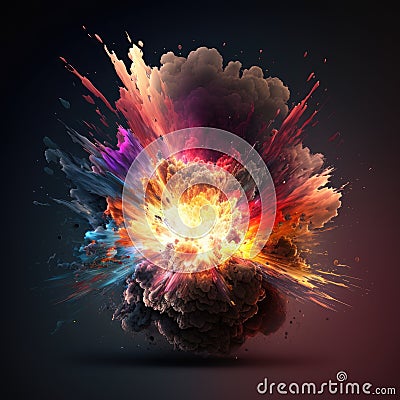 Abstract colored fire explosion. generative AI Stock Photo