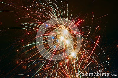 Colored fireworks festive background Stock Photo