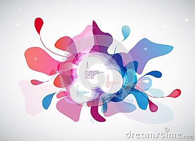 Abstract colored flower background with circles and brush stroke Vector Illustration