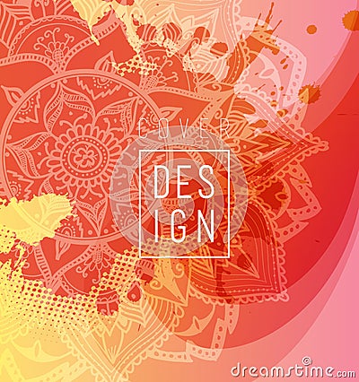 Abstract colored flower background with circles and mandala. Vector Illustration