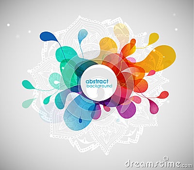 Abstract colored flower background with circles and mandala. Vector Illustration