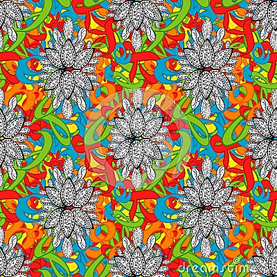 Colour Summer Theme seamless pattern Background Cartoon Illustration