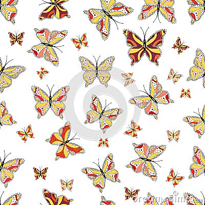 Butterfly on black, yellow and white background Cartoon Illustration