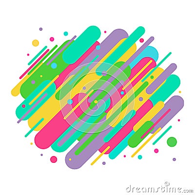 Abstract colored rounded shapes lines in diagonal rhythm. Vector Illustration