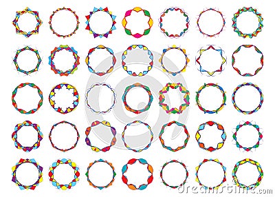 Abstract colored twisted round frames set bright festival design Vector Illustration