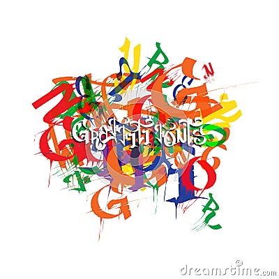 Abstract colored vector background with graffiti design. Vector Illustration