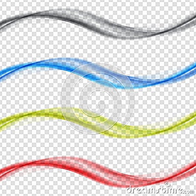 Abstract colored wave Set on Transparent Background. Vector Illustration. EPS10 Vector Illustration