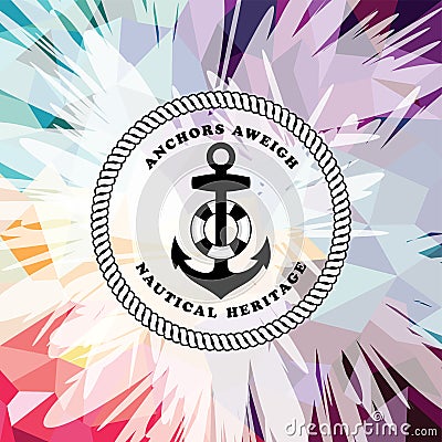 Abstract colorful anchor navy nautical theme Vector Illustration