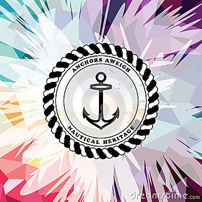 Abstract colorful anchor navy nautical theme Vector Illustration